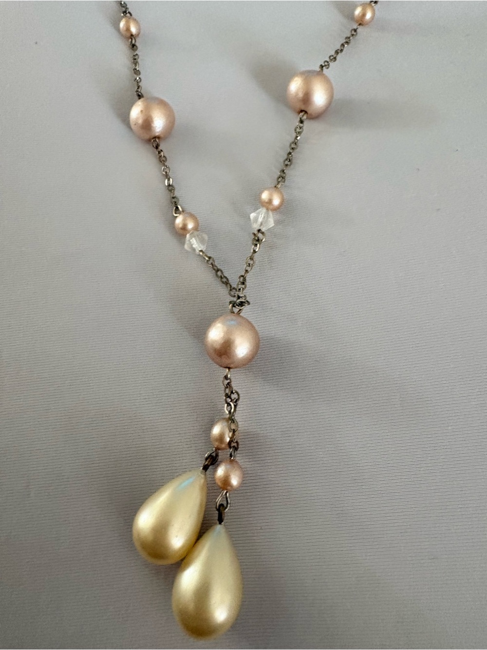 Classic Pearl Drop Y-Necklace in Champagne